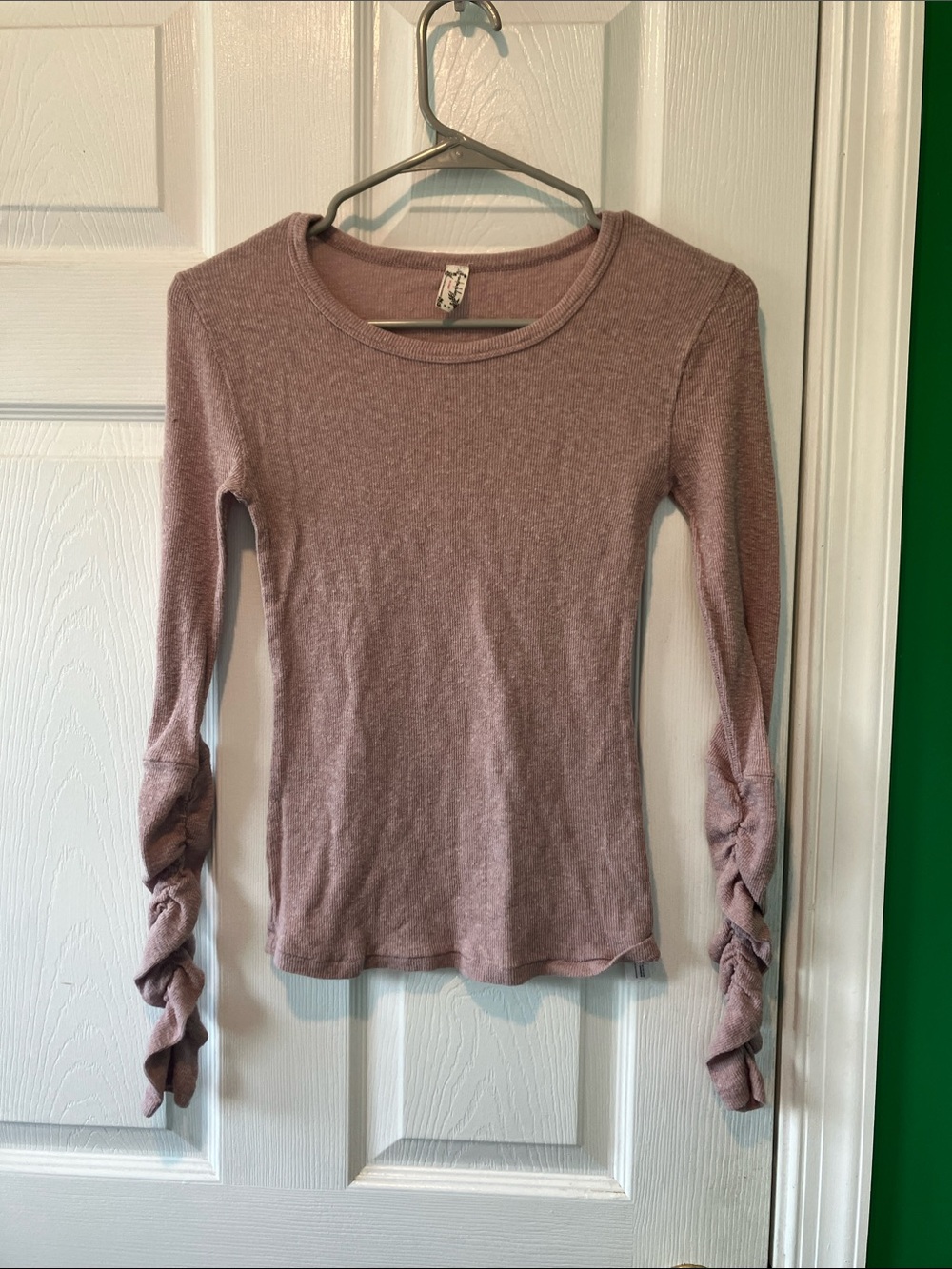 Intimately Free People Mauve Twist-Sleeve Long Sleeve pajama top XS